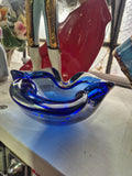 Mid-Century Bohemia Art Blue Freeform Glass Ashtray
